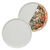 KHG 2er Set Pizzateller, extra groß mit 33cm Durchmesser in weiß, perfekt für Gastro und Zuhause, hochwertiges Porzellan, Spühlmaschinengeeignet & perfekt Stapelbar im zeitlosem Design