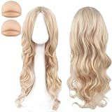 Lange Gewellt Blond Perücke für Frauen Mädchen,28'/70cm Blond Lange Lockige Volle Haar Gewellt Perücke,Cosplay Kostüm Charmante Perücke für Tägliche Karneval Fasching Halloween