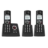 ALCATEL F530 Voice Trio - Schnurloses Festnetztelefon DECT mit Anrufbeantworter - Großes beleuchtetes Display - Lautsprecher - Anrufblockierungsfunktion - 2 Direktwahltasten - 3 Mobilteile - Schwarz