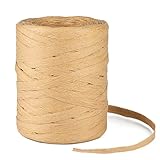 KINGLAKE 200m Naturbast Bastband, Bast Geschenkband Natur, Bast Band zum Basteln, Bastelbast Papierband, Packschnur Papier für handwerksprojekte Geschenkverpackung Weben und Gärtnern