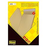 Idena 346096 - Versandtaschen DIN B4, 10 Stück haftklebend, Faltentaschen mit 4 cm Bodenfalte, Umschläge ohne Fenster, aus 150 g/m² Papier in Braun