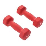 VICASKY 1Kg Frauen Übungshanteln Ergonomisches Design für Yoga und Fitness Rutschfeste Neoprenbeschichtung für Hause oder Fitnesskurse Rot