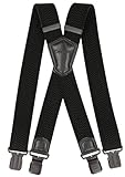 Decalen Hosenträger Herren 40 mm Breit – Elastisch, Verstellbar, X-Form mit Metall-Clips, Einheitsgröße für Männer & Damen, Schwarz/Rot/Braun/Blau (Schwarz - Schwarz Clips)