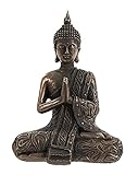 Wunderschöner Buddha im thailändischen Stil, kaltgegossene Bronze, in Lotus-Position, schönes ruhiges Ornament, 19 cm hoch