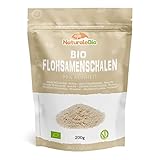 Bio Flohsamenschalen, 99% Reinheit, 200g natürliche Flohsamenschalen, Psyllium Samenschalen, Naturbelassen, rein, Ballaststoffreich, Vegan, Zum Auflösen in Wasser, Getränken und Säften, NaturaleBio.