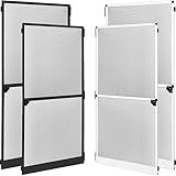 Grafner Fliegengitter Tür mit Alurahmen, Türschließer und Trittschutz, individuell zuschneidbar, Fiberglas-Gewebe, slim Fliegengitter Fliegenschutz Insektenschutz Balkontür (Anthrazit, 95 x 210 cm)