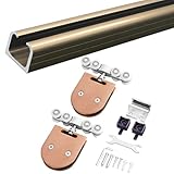 Schiebetürbeschlag Schienen- Und Rollensatz Für Glasschiebetüren, Aluminiumschiene Für 5–8 Mm Dicke Glastüren, Schiebetürführungen Für Büro/Wohnungen, Leise Und Glatt(Champagne,4.6m)
