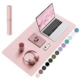 YSAGi Schreibtischunterlage, Mauspad mit Leder und Rutchfeste Wildleder, Multifunktionales Office Mousepad Laptop Schreibunterlage, Tisch-Schutz Unterlage für Büro/Home-Office (Rosa, 80x40cm)