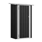 Aoxun Metall Gerätehaus Geräteschuppen mit abschließbarer Tür und Pultdach Kleiner Gartenhaus für Hinterhof Terrasse und Rasen, Schwarz