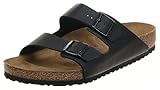 BIRKENSTOCK Classic Arizona Birko-Flor, Unisex-Erwachsene Pantoletten, Schwarz (Black LS Black/Red), 43 EU