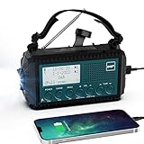 Kurbelradio DAB/DAB+/UKW, Baustellenradio Radio Batteriebetrieben, Tragbare Solar Notfallradio mit 5000mAh Wiederaufladbare Akku, LED Taschenlampe & Leselicht, IPX4, SOS-Alarm für Outdoor, Camping