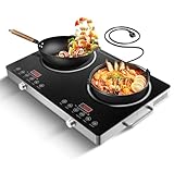 Dibaful 7000W Cerankochfeld Ceranfeld Doppelkochplatte Tragbares mit 2 Platte | Touch Steuerung Kochfelder Glaskeramikkochfeld 4 Modi und 9 Stufen Leistung 1-180 Minute Timer Herdplatte 2 Kochfeld