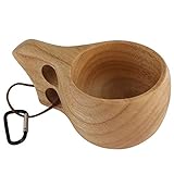Kuksa Holztasse, Gummi Holz Doppelloch-Becher KUKSA Kaffeetasse Wasser Tasse Kundenspezifische Holzschale Geeignet für Wandern, Camping, Bars, Restaurants und Familienreisen