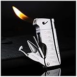 Feuerzeug, Nachfüllbarer Brennstoff, Einstellbare Flammengröße, Sturmfeuerzeug, Männer, Geschenk, Outdoor, Camping (Feuerzeug ohne Brennstoff) 05