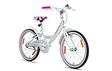 20 Zoll Mädchenfahrrad Kinderfahrrad mit Reflektoren Schutzblech Alter ab 6 Jahre Mädchenfahrrad V-Bremse und Rücktrittbremse Weiss-Pink Neu -081