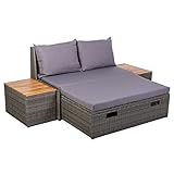 OUTLIV. Balkonset multifunktional, Aluminium Polyrattan Braun mit Akazientisch, wetterfest und platzsparend, für kleine Balkone und Terrassen