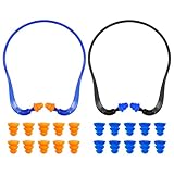 12 Stück Gehörschutz Set, 2 Set Bügelgehörschutz mit 10 Paar Ersatzstöpseln, Hörschutz für Arbeit, Schlaf & Reisen, Komfortabler Gehörschutz Konzert in Schwarz & Blau, 14x14cm