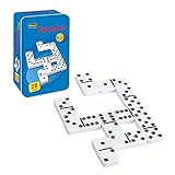 Idena 6050012 - Domino Spiel mit 28 Steinen, in einer Metallbox, mit Spielanleitung, Legespiel für spannende Spielrunden zuhause und auf Reisen