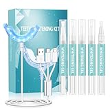 Shynova Zahnbleaching Set für Weiße Zähne: Teeth Whitening Kit mit LED-Licht & 5x Bleaching Gel, Effektive Zahnaufhellung & Zahnreinigung, Bleichen Sie Ihre Zähne zu Hause