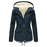 DeaAmyGline Winterjacke Damen Teddyfell Gefüttert Winter Jacke Parka Warme Wintermantel mit Fellkapuze Dicke Mantel Kapuzenjacke Winterparka Damenjacken Baumwolljacke