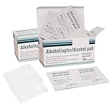 Hygiene100 Alkohol-Vorbereitungspads, 70% Isopropylalkohol, 200 Stück, Erste-Hilfe-Alkoholtupfer, einzeln verpackt, Alkoholtupfer für allgemeine Reinigung, 2-lagig, chirurgische Alkoholtupfer