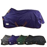 Marengos by Bucas - Winterdecke 1200D Irish Turnout | atmungsaktive & wasserdichte Outdoordecke mit Innenfutter & Kreuzbegurtung | Blau/Orange in Größe 145cm (50g/m² Füllung)