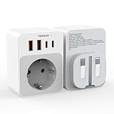 TESSAN Adapter England Deutschland Stecker, 5 in 1 Reiseadapter Typ G mit 2 USB C und 2 USB A, Kleines klappbares Design, 3250W Steckdosenadapter England, 20W USB C Schnellladung, UK Adapter auf EU