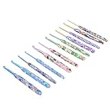 Fyearfly Ergonomisches Häkelnadelgriff-Häkelnadel-Set, 12 ergonomische Aluminium-Häkelnadeln mit weichem Griff für Anfänger, Tiermuster, in OPP-Beutel