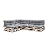 Pillows24 Palettenkissen 8-teiliges Set | Palettenauflage Polster für Europaletten | Hochwertige Palettenpolster | Palettensofa Indoor & Outdoor | Erhältlich Made in EU | Grau