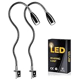FIFILARY LED-Leselampe, 2 Stück Nachttischlampen, Wandleuchten, Schreibtisch-, Bücherregal- und Display-Beleuchtung 200Lm / 3000K / 3W / 110-240V AC, Abstrahlwinkel: 30°, Schwanenhalslänge: 48cm