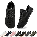 Somic Barfußschuhe Damen Herren Barfussschuhe Barfuß Sneaker Barefoot Shoes Breite Schuhe Fitnessschuhe Trailrunning Gym Leicht Atmungsaktiv Schwarz 37 EU