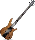 Rocktile Pro LB104-N LowBone E-Bass - 4-Saiter, Lindenholz Korpus, durchgehender Ahornhals - Rosenholz Griffbrett Bassgitarre - 2 Humbucker Tonabnehmer - Natur