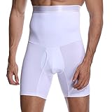 Herren Abnehmen Shapewear Hohe Taille Figurformende Unterwäsche Hose Kompression Boxershorts Männer Bauch Kontrolle Briefs Sport Training Funktionsunterwäsche(White,XXL)