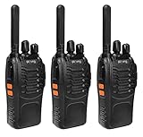 Pofung PT88E Walkie Talkie PMR446 Lizenzfreies Zwei-Wege-Radio, 16-Kanäle Long Range Walkie Talkies mit Ladestation und Ohrhörern (schwarz, 3-Pack)