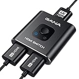 HDMI Switch HDMI Splitter 4K60Hz, GANA Ultradünn Aluminium Bidirektional HDMI Switch 2 in 1 Out oder 1 in 2 Out HDMI Verteiler Unterstützt UHD 4K für Xbox PS4 HDTV Blu-Ray DVD