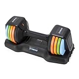 TREXO MULTICOLOR Verstellbare Kurzhantel 1x11,5 kg Kurzhanteln aus Stahl mit rutschfestem Griff Ideal für das Krafttraining zu Hause und im Fitnessstudio Verstellbare Hanteln mit stabilem Sockel
