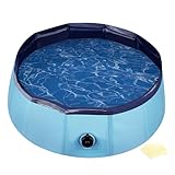 Fudajo Hundepool 80 x 30 cm rutschfestes Hundeplanschbecken, Hundeschwimmbad faltbar aus PVC, Hundebadewanne mit verstärkten Kanten, tragbarer Pool für Hunde