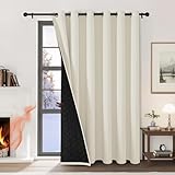 KGORGE Thermo Vorhang Tür Thermovorhang Kälteschutz Türvorhang Doppellagig 100% Verdunklungsvorhänge Beige Ösenvorhang 1 Stück H 245 x B 200 cm Türgardine Winddicht (460g/m²)