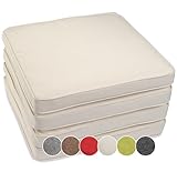 sunnypillow 4er Set Stuhlkissen wasserdicht UV-lichtecht 45 x 45 x 5cm - Polsterauflage Auflage für Stühle/Bänke - Sitzkissen Stuhlauflage für Haus und Garten - Indoor/Outdoor - Ecru