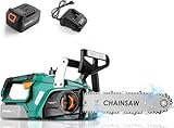 12 Zoll Akku-Kettensäge mit Li-Ion 20V Akku 4000 mAh, Elektro Kettensäge, 30,5 cm Schnittlänge, Handkettensäge mit Ketten & Ladegerät, Bürstenloser Elektromotor, Rückschlagschutz, 3.000 min-1