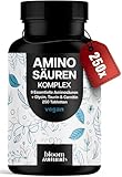 Aminosäuren Komplex Hochdosiert - 250 Tabletten - 6105 mg pro Tagesportion mit 9 Essentiellen Aminosäuren + Glycin, Taurin & Carnitin - Protein Kapseln - Vegan & produziert in Deutschland