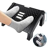 VFANDV Fußstütze Schreibtisch, Schreibtisch-Füßstütze mit Massagefunktion 6 Höhenverstellbar Fußbank, Ergonomischer Fußschemel Rutschfest Footrest für Büro und Zuhause, Black