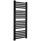 LUXRAD Badheizkörper Wento 1025 x 480 mm Schwarz Matt Struktur, 434 W, ZD Anschluss, wasserführend, Design Handtuchheizkörper für Zentralheizung
