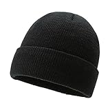 Hocerlu Winter Beanie Mütze fur Herren, Thermo Strickmütze Wollmütze Laufmützen für Sport Freien und Freizeit- Weich und Elastisch, Warme und Atmungsaktivem, Schwarz
