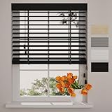 Radeco® Bambus Jalousie innen schwarz 90 x 130 cm, 50mm Lamellen aus Bambus Holz, Breiten von 50 bis 250 cm erhältlich, innenjalousie, Fenster jalousien