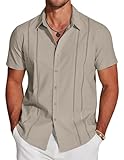 Emboadlie Herren-Hemd, exquisit, hohl, bestickt, Knopfleiste vorne, lässiger Sommer, Strand, Camp-Shirt, grau - space gray, M