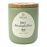 POTLUCK | Bio Steakpfeffer mit Meersalz | Gewürzmischung im Keramiktopf | 70g | Vegan, glutenfrei und mit natürlichen Inhaltsstoffen