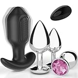 YQlove Anal Vibrator, 4 teiliges vibrierendes Anal Butt plug Trainings set, Fernbedienung, 10 Vibrations modi, Anal Sexspielzeug für Erwachsene, Vibratoren für Anfänger und Fortgeschrittene (Rosa)