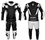BI ESSE Motorradkombi Herren 2-teilig – Motorradanzug Leder & Textil, Jacke und Hose trennbar, verstellbar, atmungsaktiv, Touring & Racing geeignet (Weiß/Schwarz, XL)