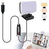 Molbory Videokonferenz Licht, Webcam Licht, LED Videoleuchte mit Clip&USB-Kabel, 120 LED+3 Lichtfarben+10 Helligkeiten+360°Drehbar Beleuchtung Streaming Licht für PC-Monitor/Meetings/YouTube/TikTok